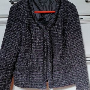 Suit jacket with accent trim like new